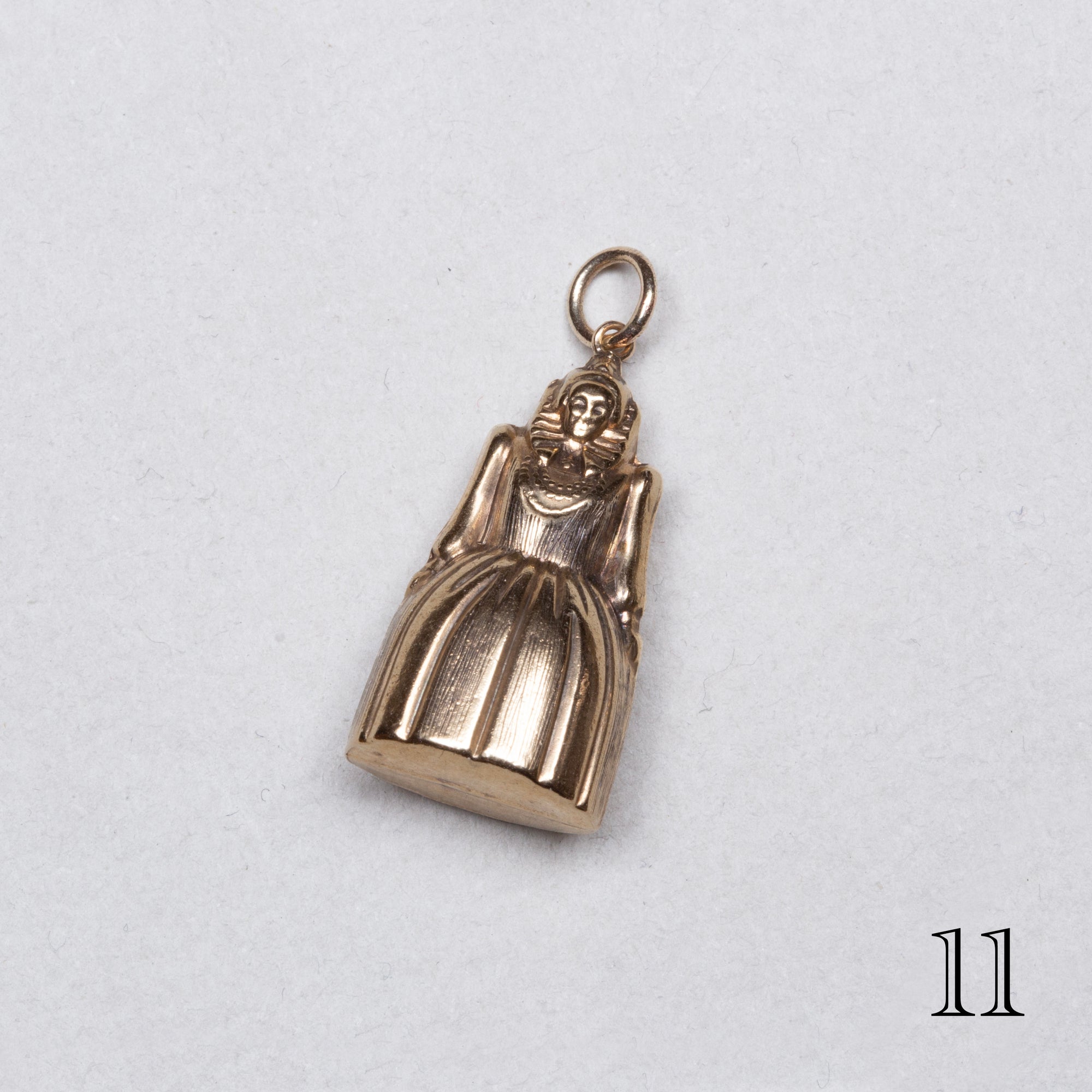 Vintage 9ct Gold Pendant Charms - Lady in Dress