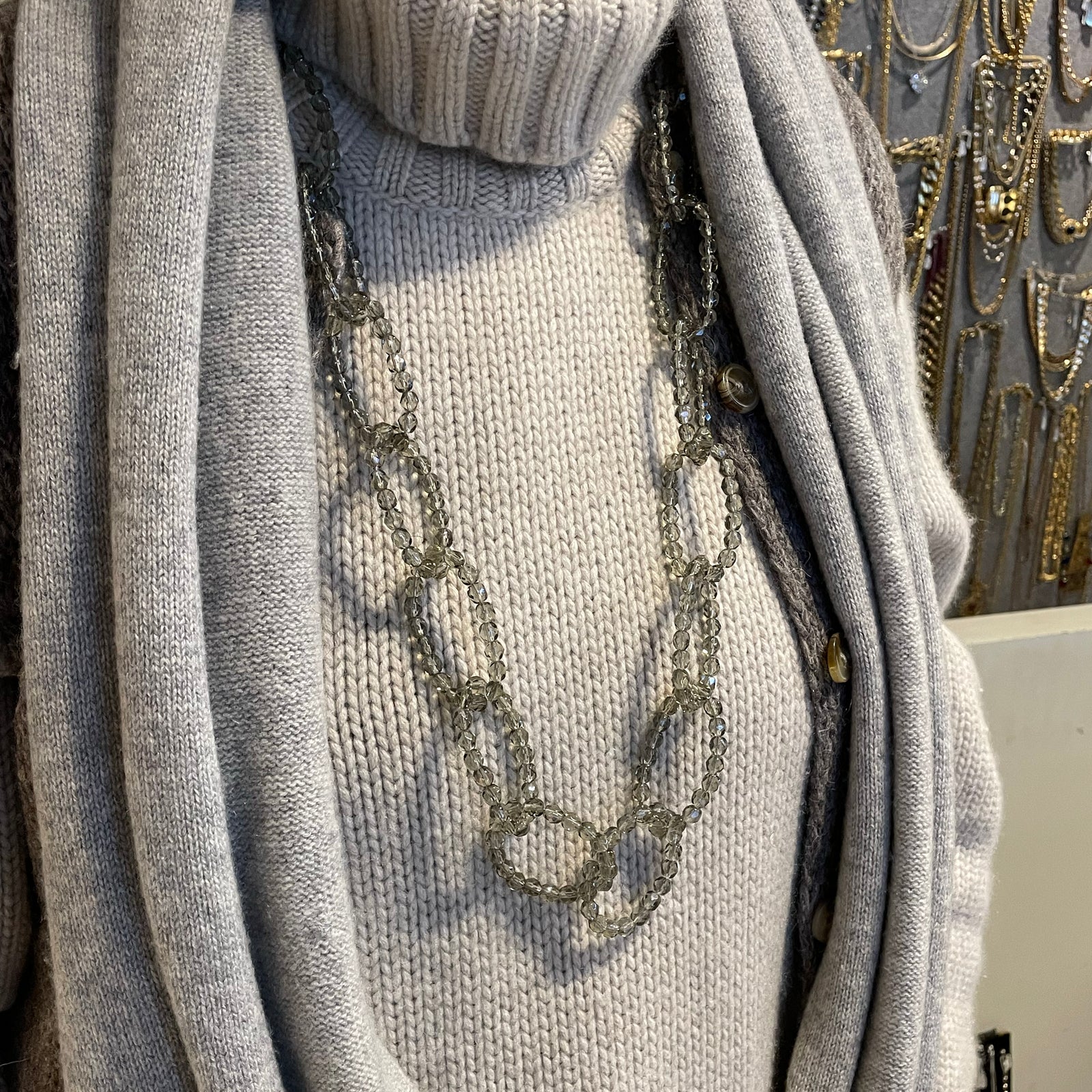 Vintage Murano Glass Necklace in Grey