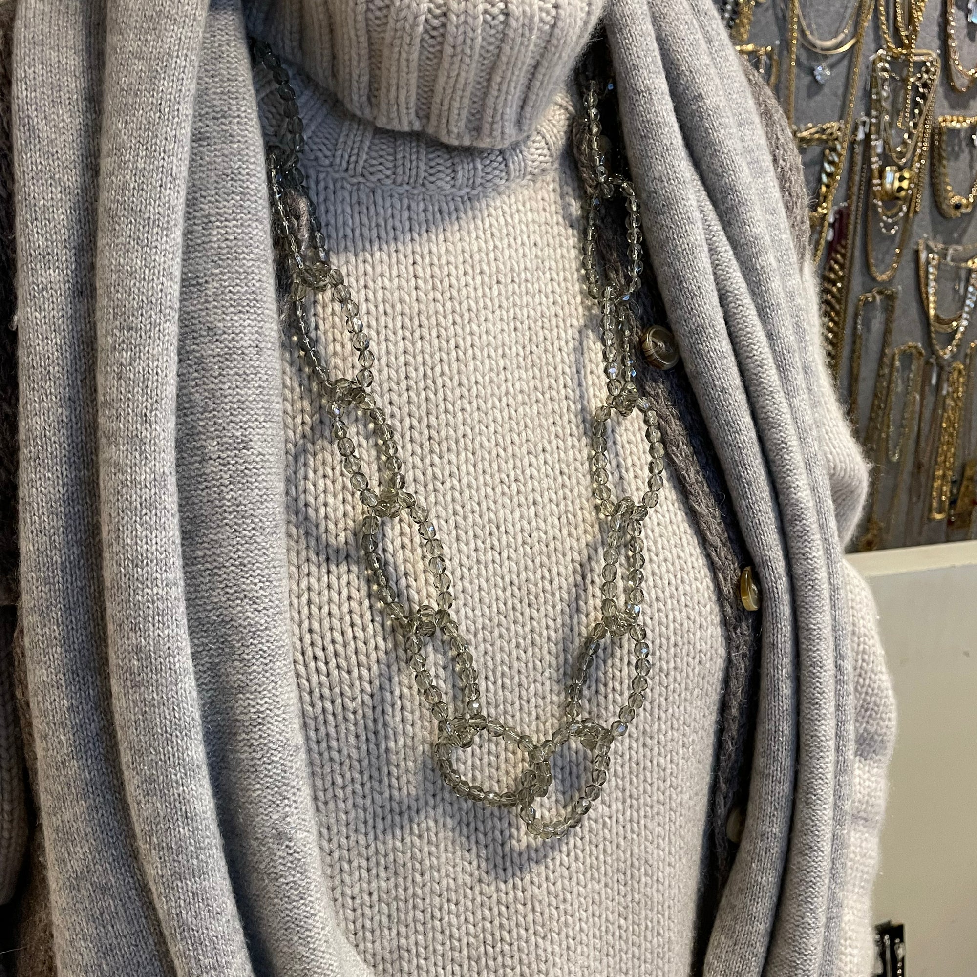 Vintage Murano Glass Necklace in Grey