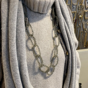 Vintage Murano Glass Necklace in Grey