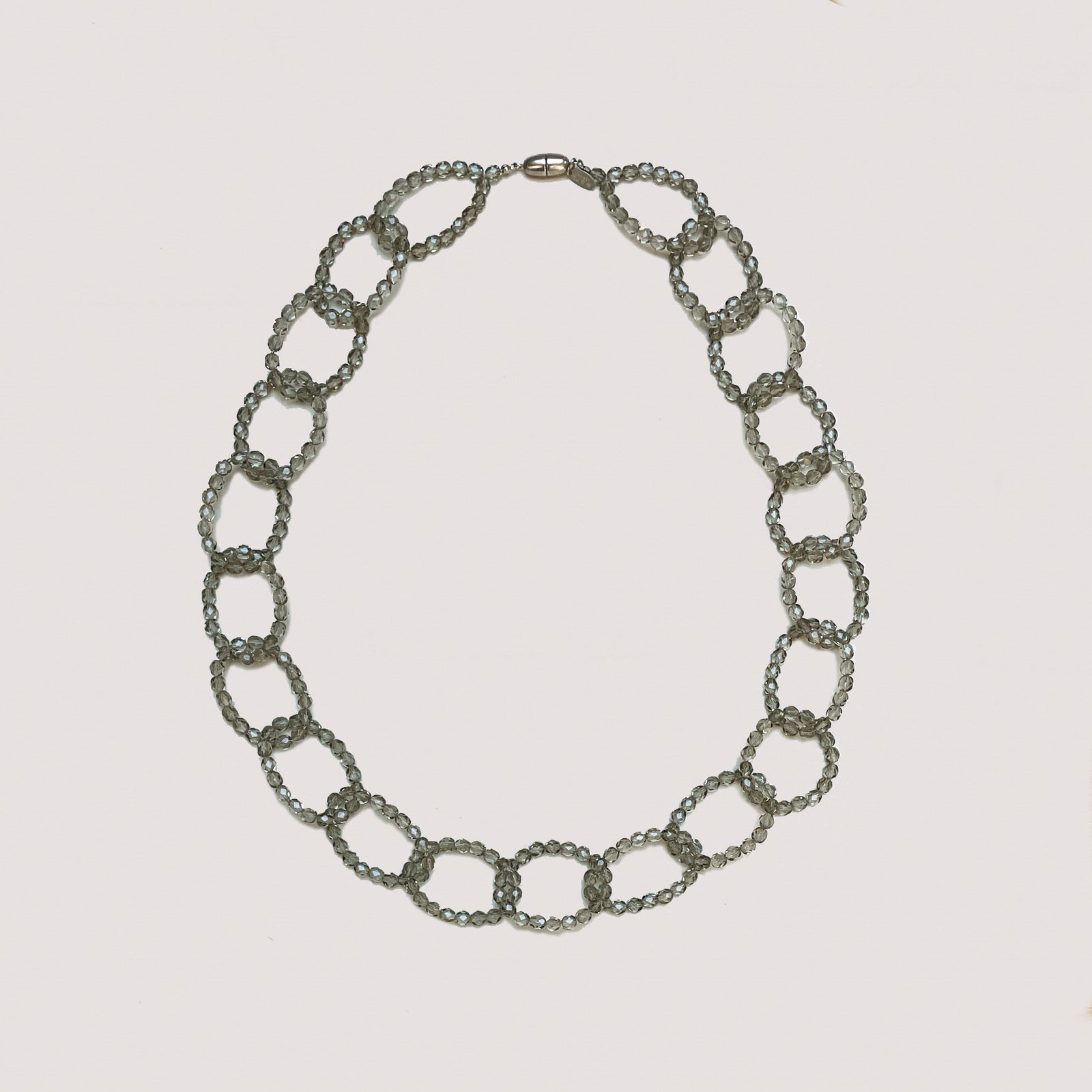 Vintage Murano Glass Necklace in Grey