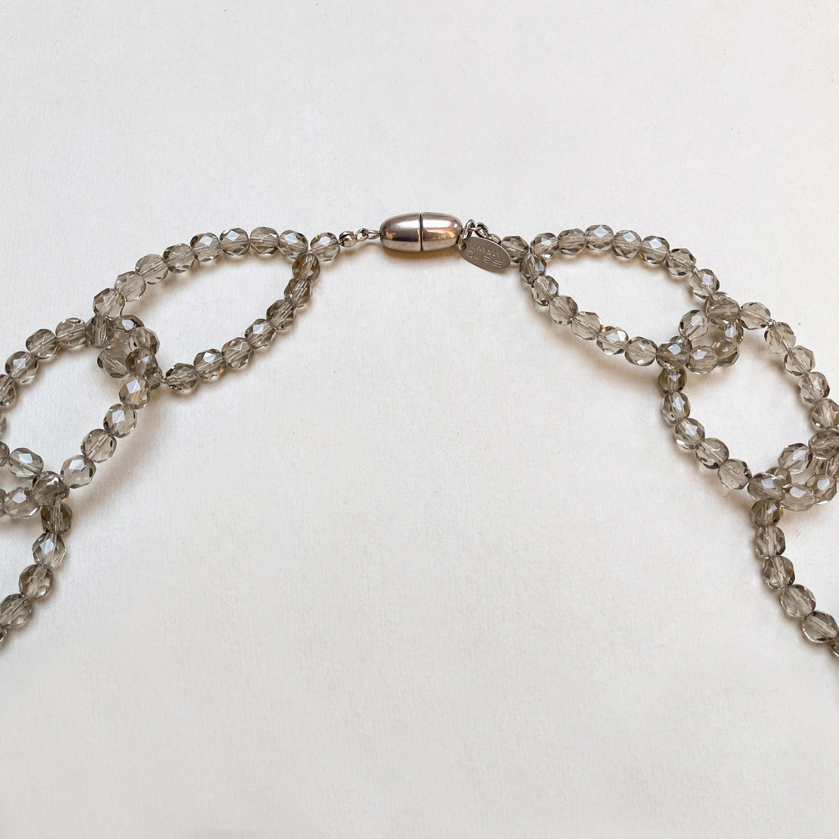 Vintage Murano Glass Necklace in Grey