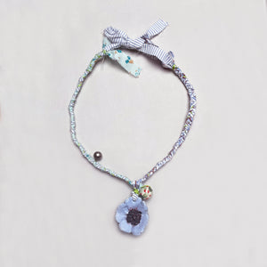 Vintage Fabric Necklace with Floral Pendant