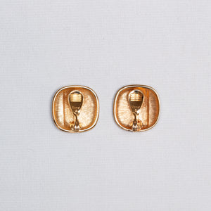 Vintage Gold and Black Enamel Clip-on Earrings