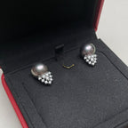 Vintage Tahitian Pearl and Diamond Earrings