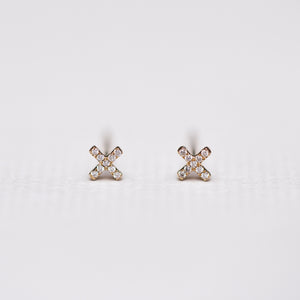 Yellow Gold Kiss Stud Earrings with Diamonds