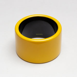 Vintage Hermes Lacquered Wood Bangle Bracelet - Yellow