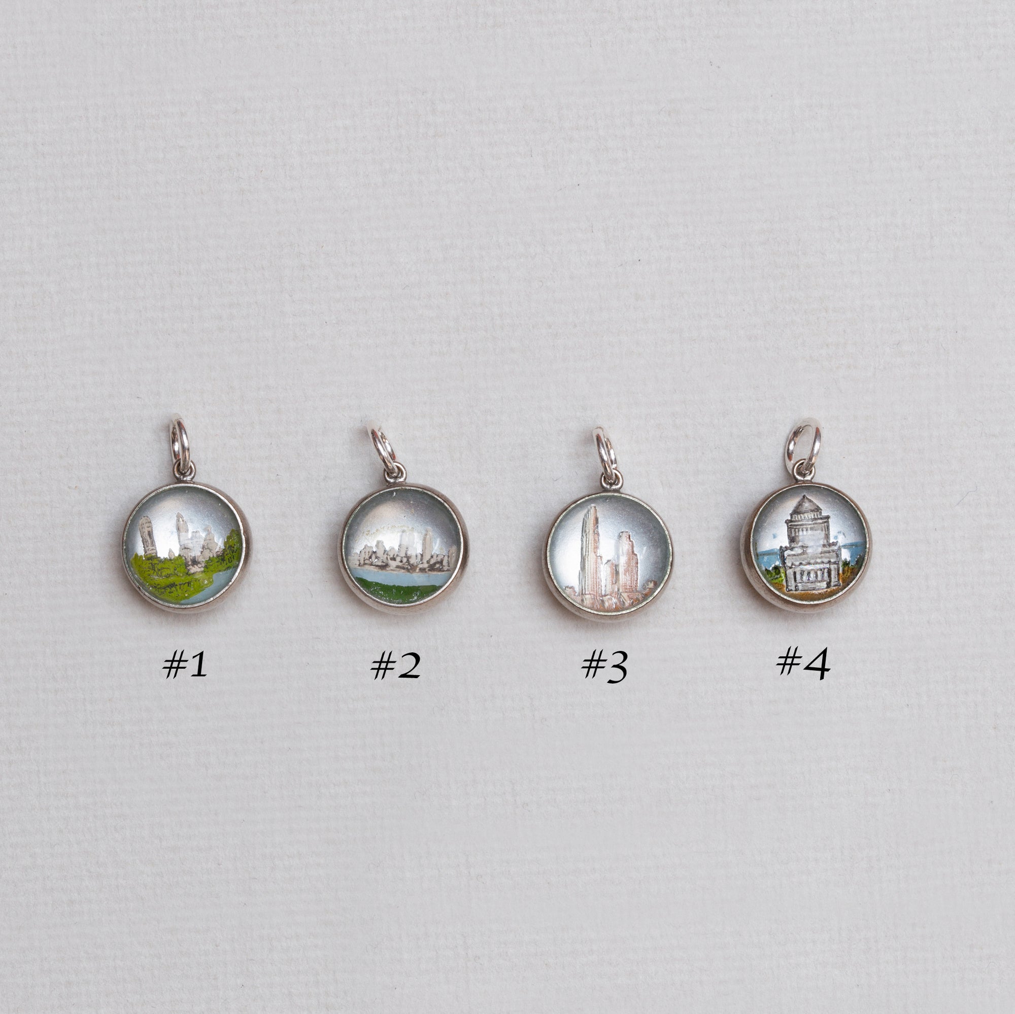 Vintage Monument Glass Charm Pendants