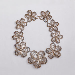 Vintage Flower Diamante Necklace