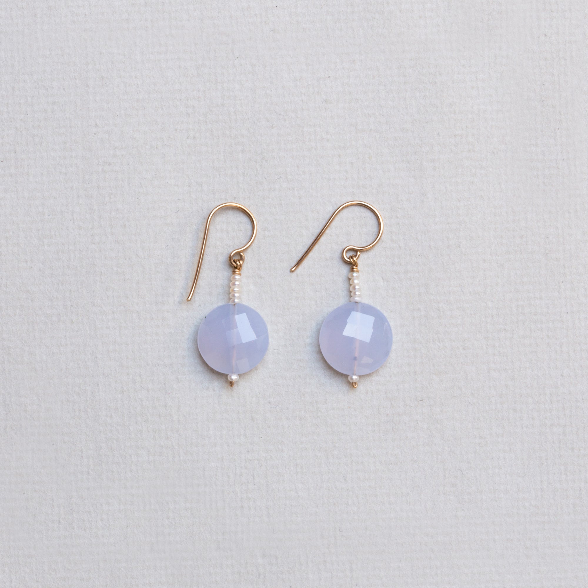 Chalcedony & Fresh Water Pearl Drop Earrings