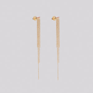 Gold-plated Silver Tassel Stud Earrings with Garnet