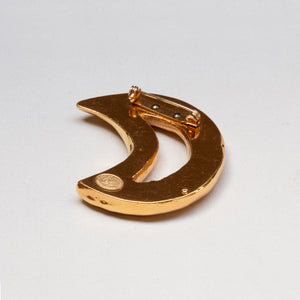 Vintage Christian Lacroix Gold Moon Brooch