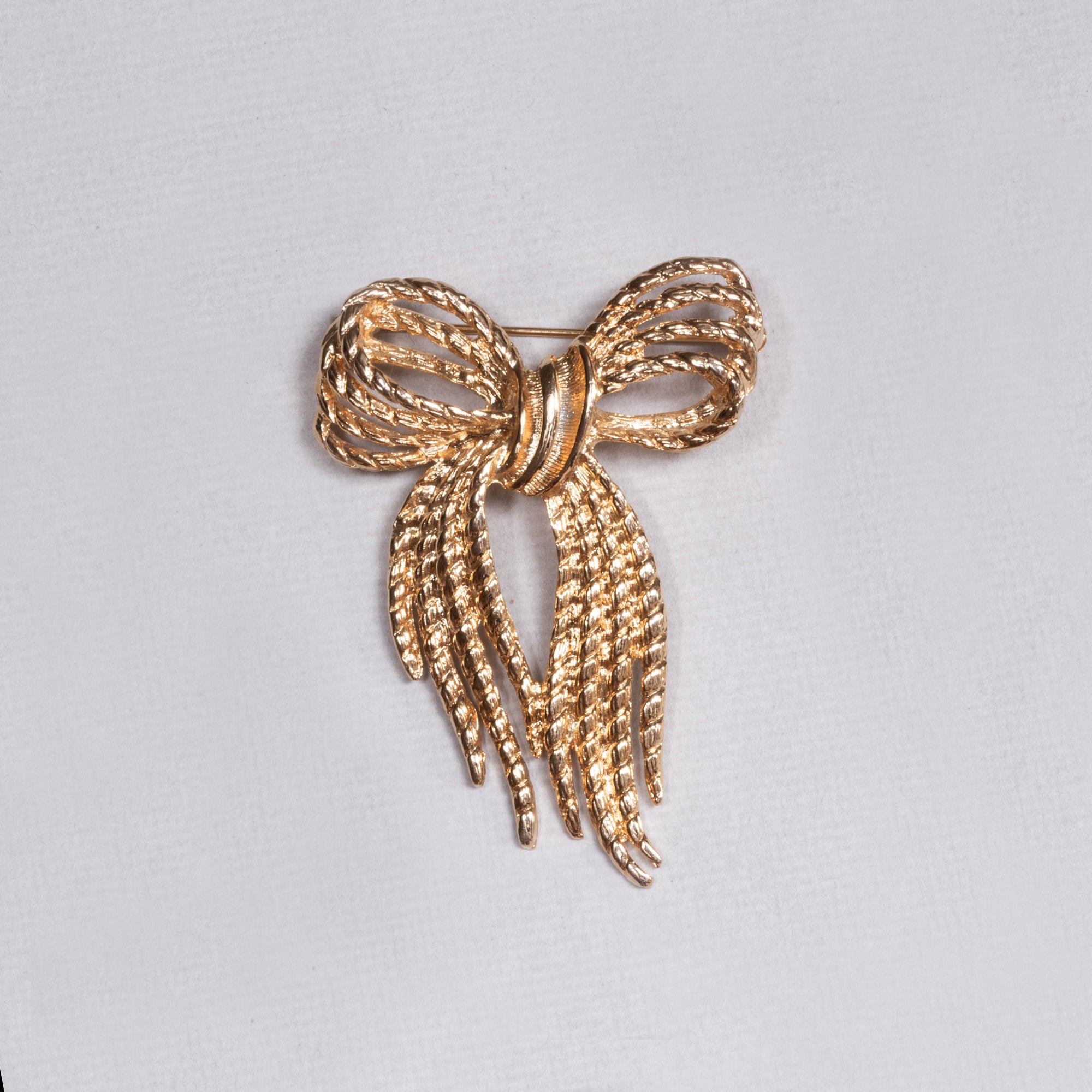 Vintage Napier Textured Gold Ribbon Bow Brooch