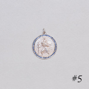 Vintage Silver St. Christopher Charm Pendant with Sapphires #5