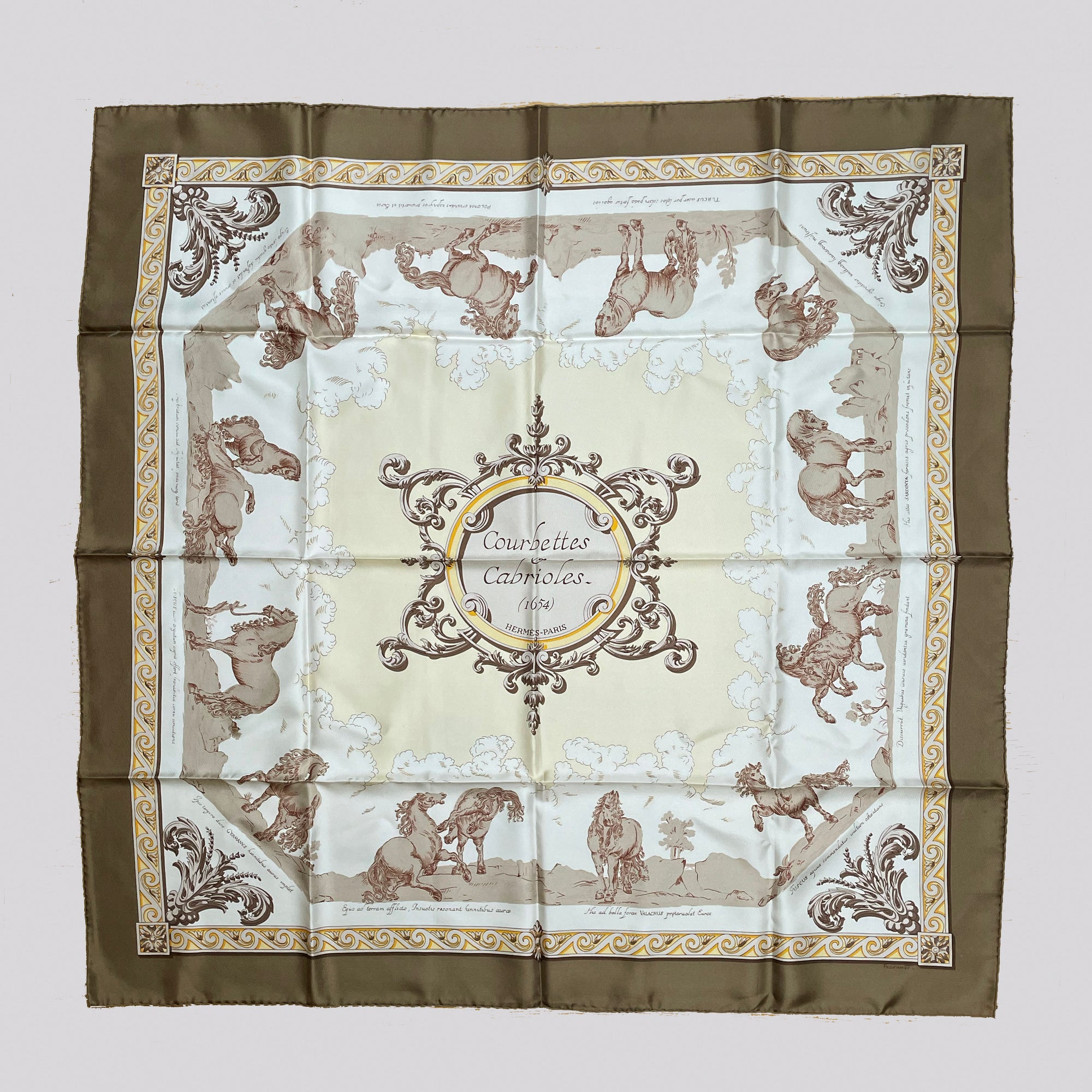 Vintage Hermes Silk Scarf "Courbettes et Cabrioles"