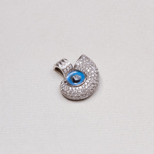 Vintage White Gold Turkish / Evil Eye Charm Pendant with Diamonds