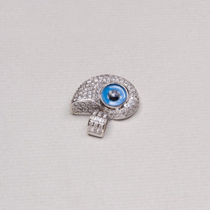 Vintage White Gold Turkish / Evil Eye Charm Pendant with Diamonds