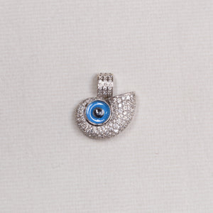 Vintage White Gold Turkish / Evil Eye Charm Pendant with Diamonds