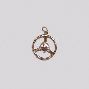 Vintage Gold Steering Wheel St. Christopher Charm Pendant