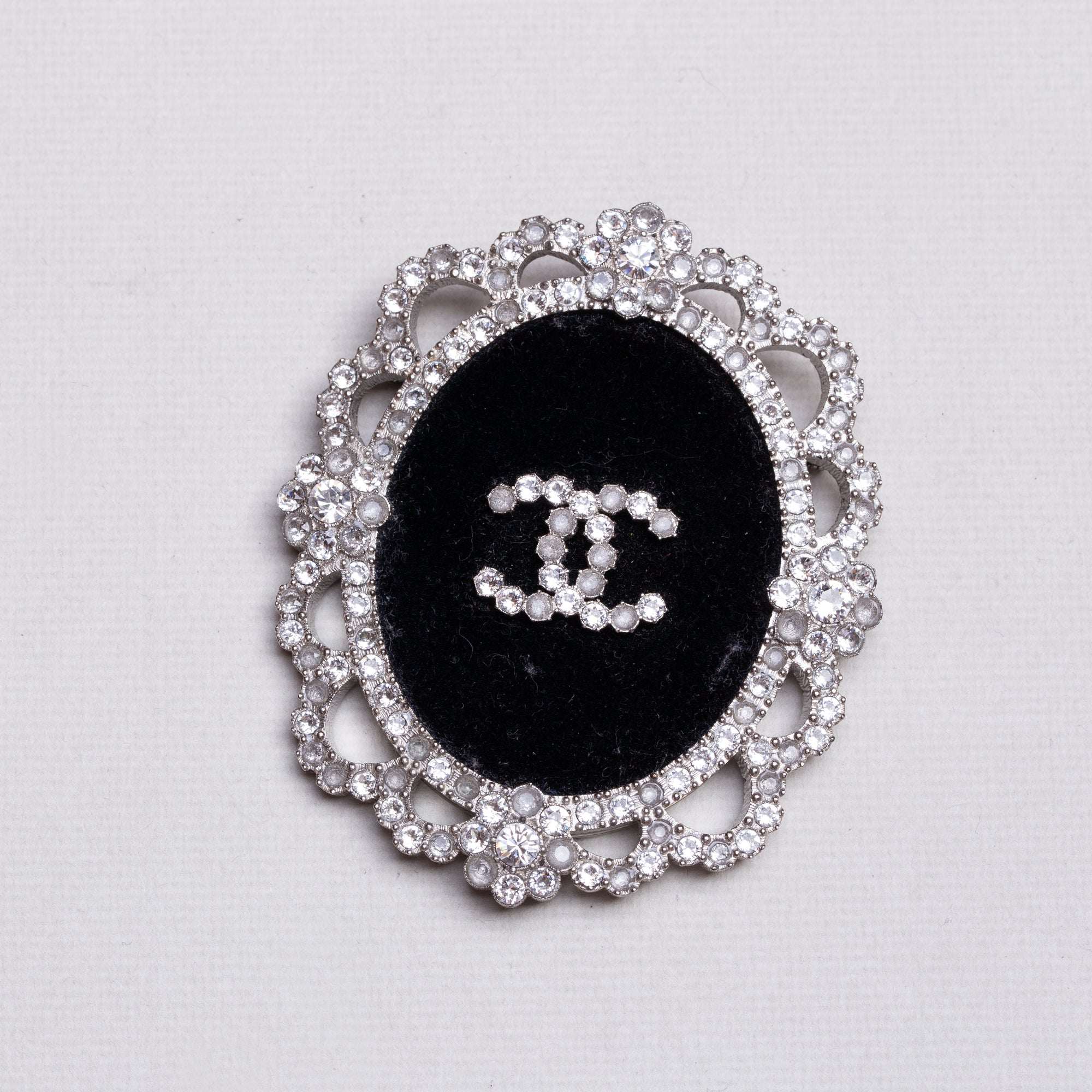 Vintage Chanel Velvet CC Pin Brooch Pendant