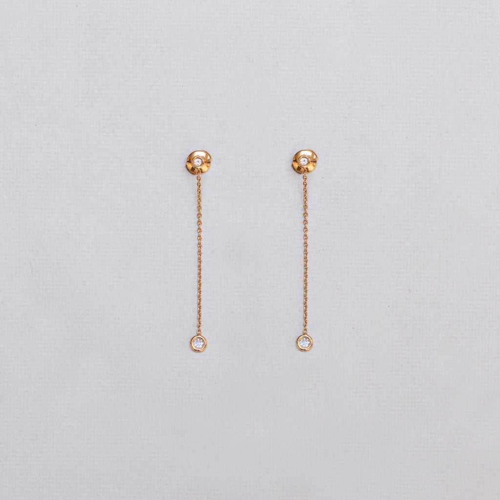 Vintage Dior 18ct Gold Drop Earrings with Diamonds