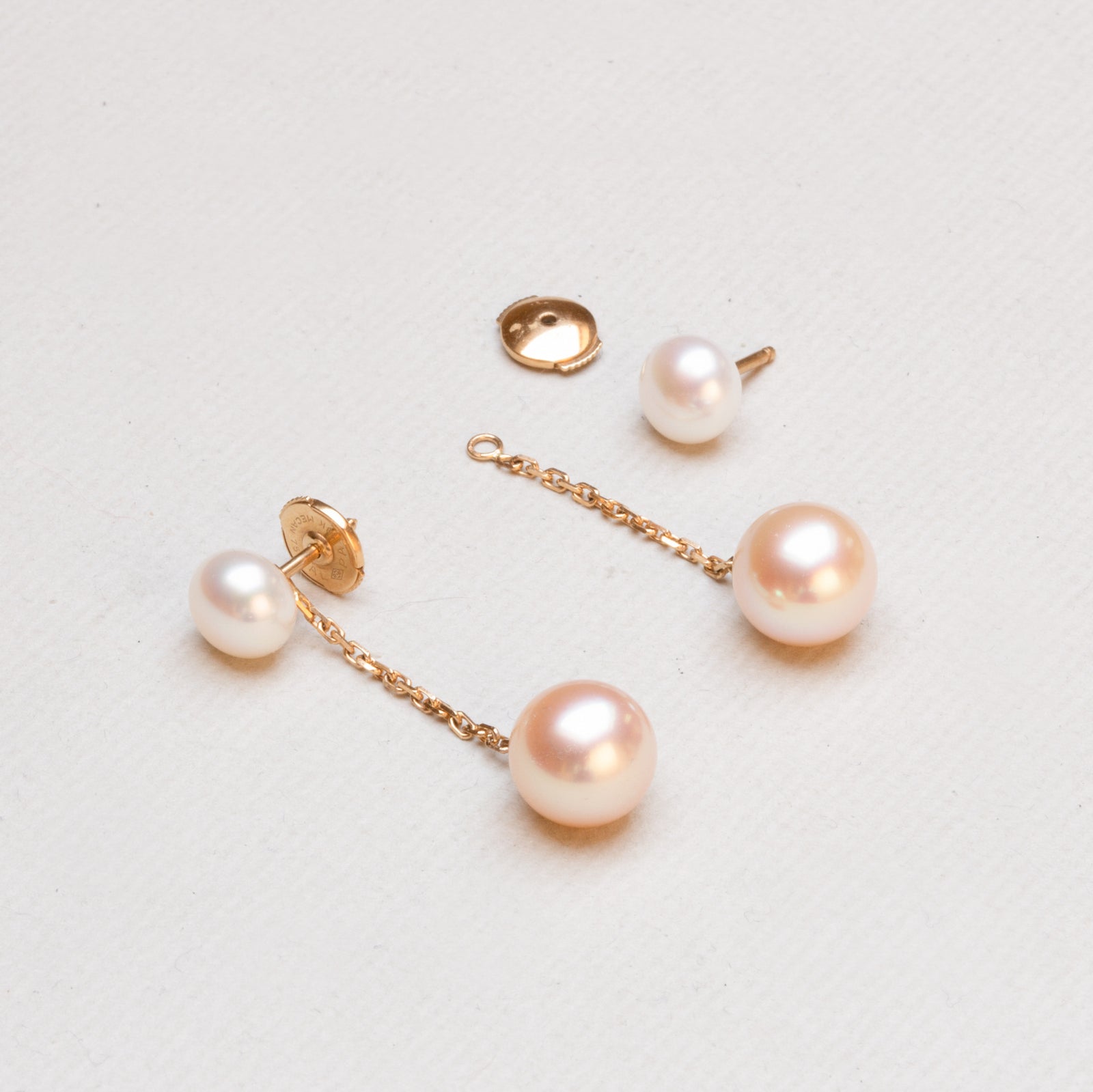 Vintage 18ct Gold Pearl Jacket Drop Earrings