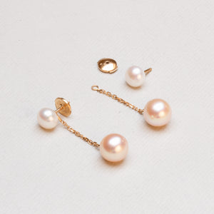 Vintage 18ct Gold Pearl Jacket Drop Earrings
