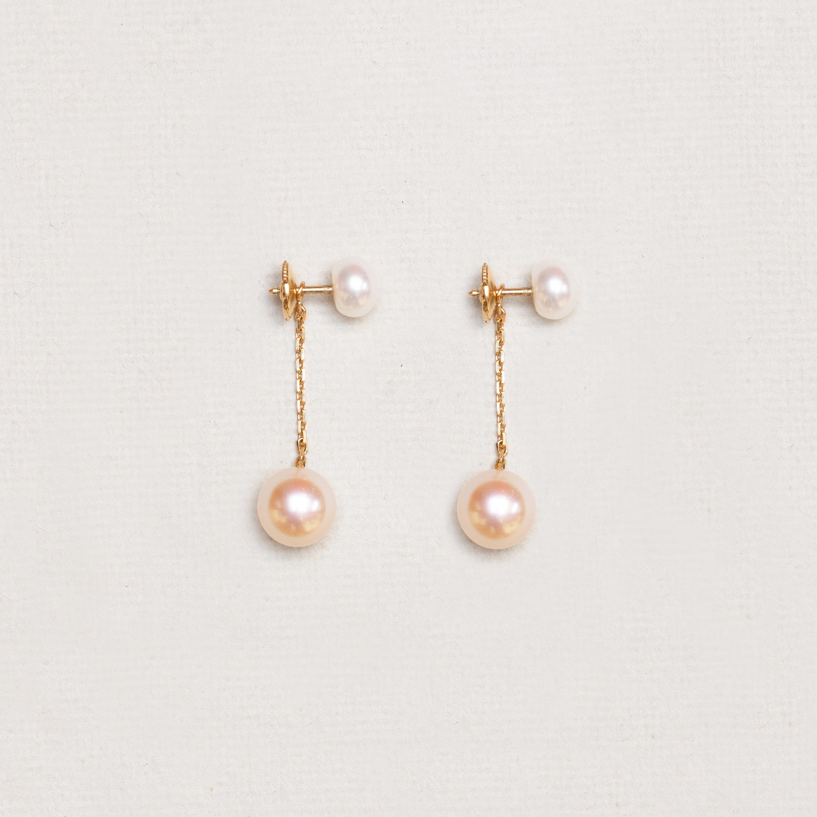 Vintage 18ct Gold Pearl Jacket Drop Earrings