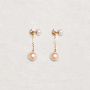 Vintage 18ct Gold Pearl Jacket Drop Earrings