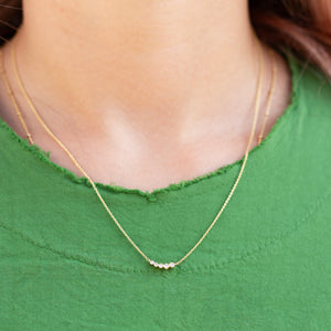 Gold Chain Necklace with Diamond Bar