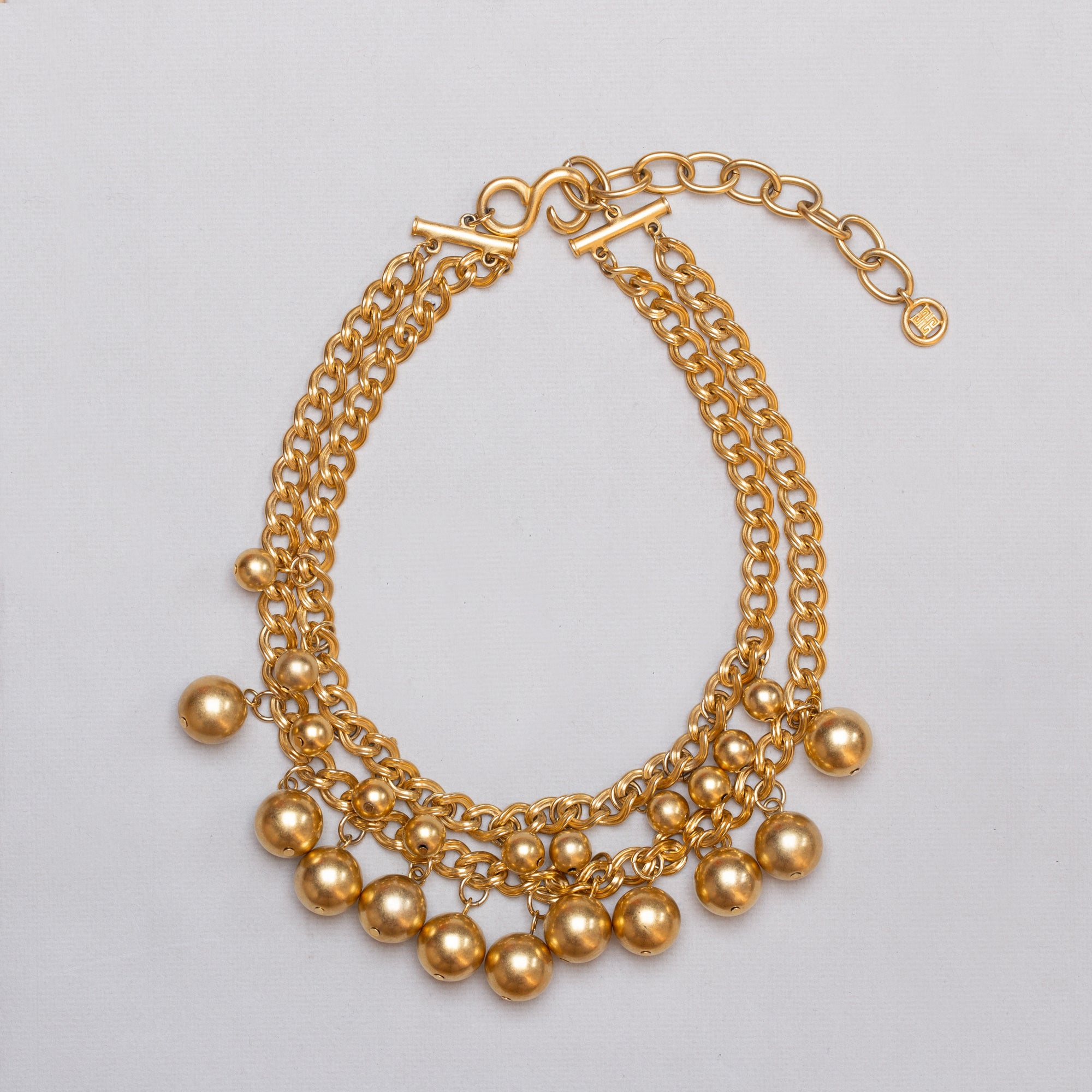 Vintage Givenchy Double Strand Gold Ball Chain Necklace