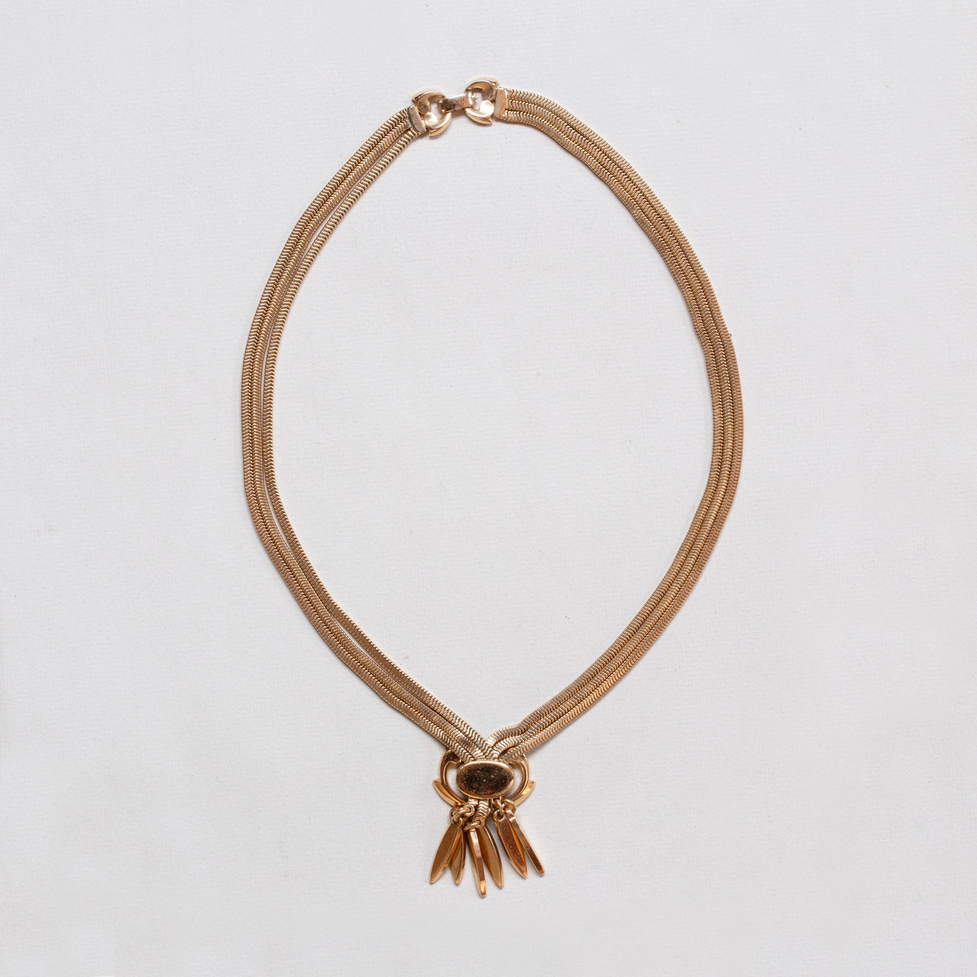 Vintage Gold-tone Triple-layered Snake Chain Necklace