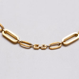 Vintage Givenchy Gold Chain Necklace with White Enamel