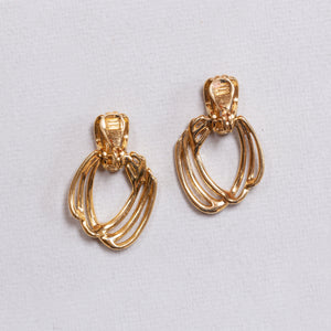 Vintage Monet Gold Triple Swirl Clip-on Earrings