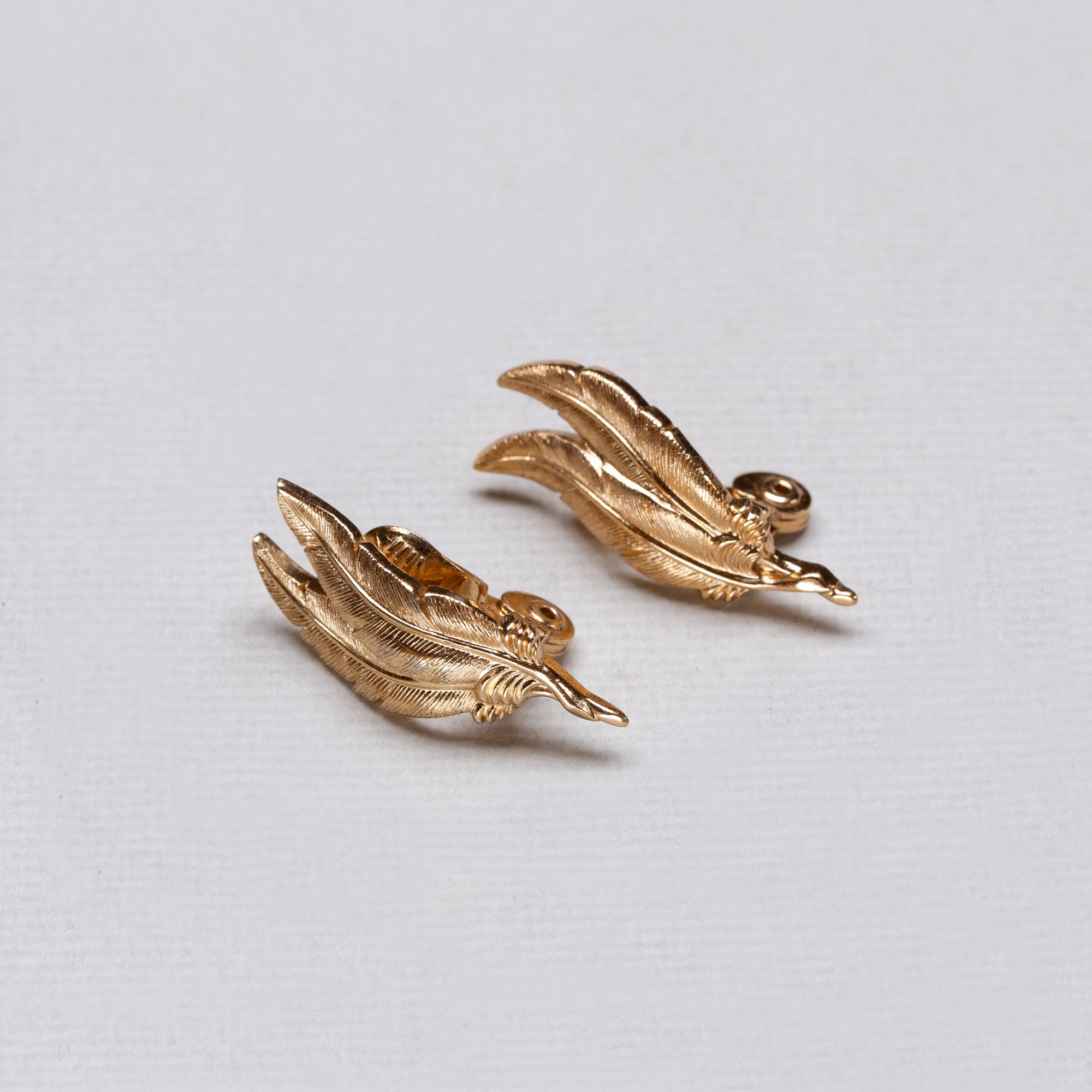 Vintage Monet Gold Feather Clip-on Earrings