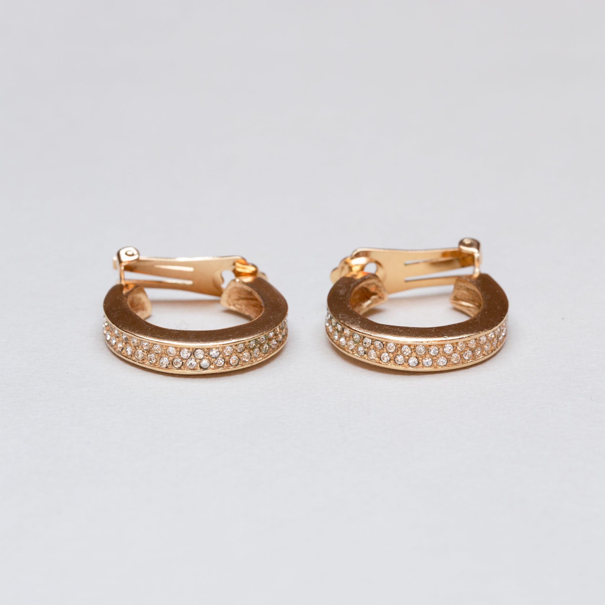 Vintage Dior Gold Diamante Clip-on Hoop Earrings