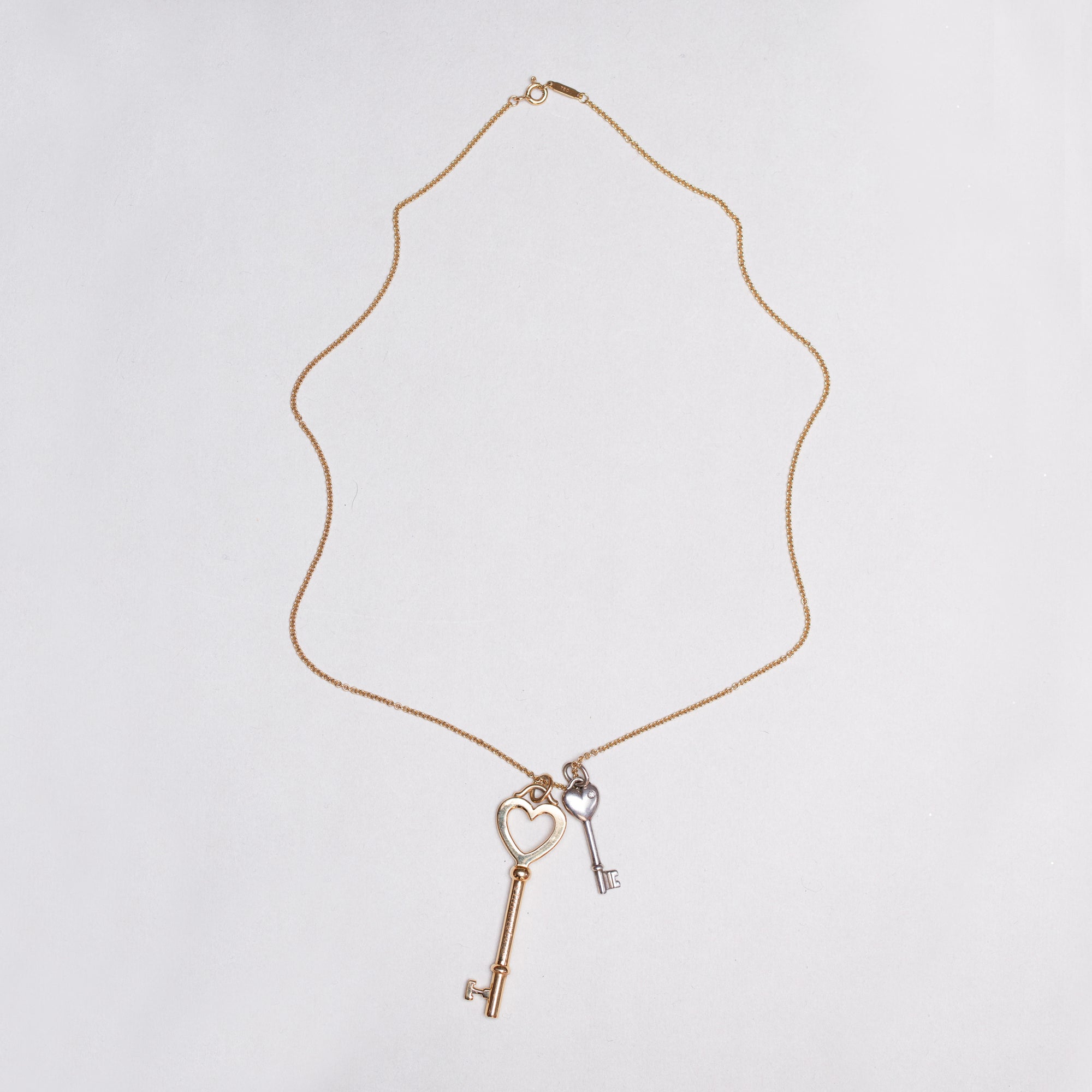 Vintage Tiffany Heart Key Pendants Necklace