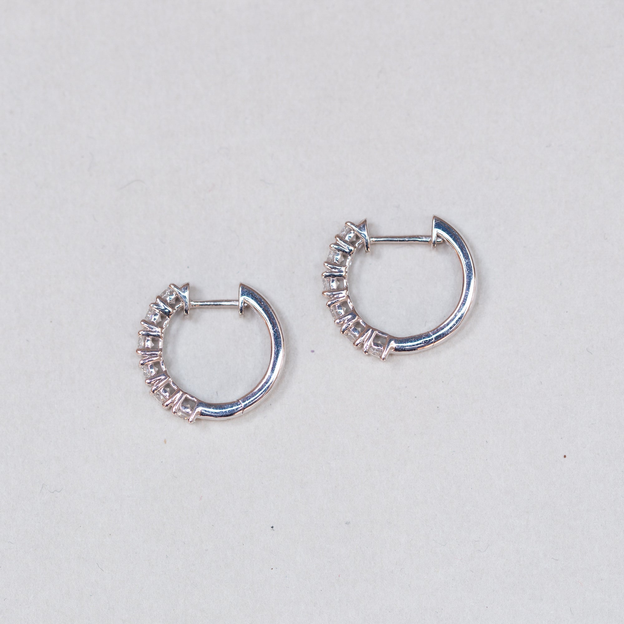 18ct White Gold Diamond Hoop Earrings