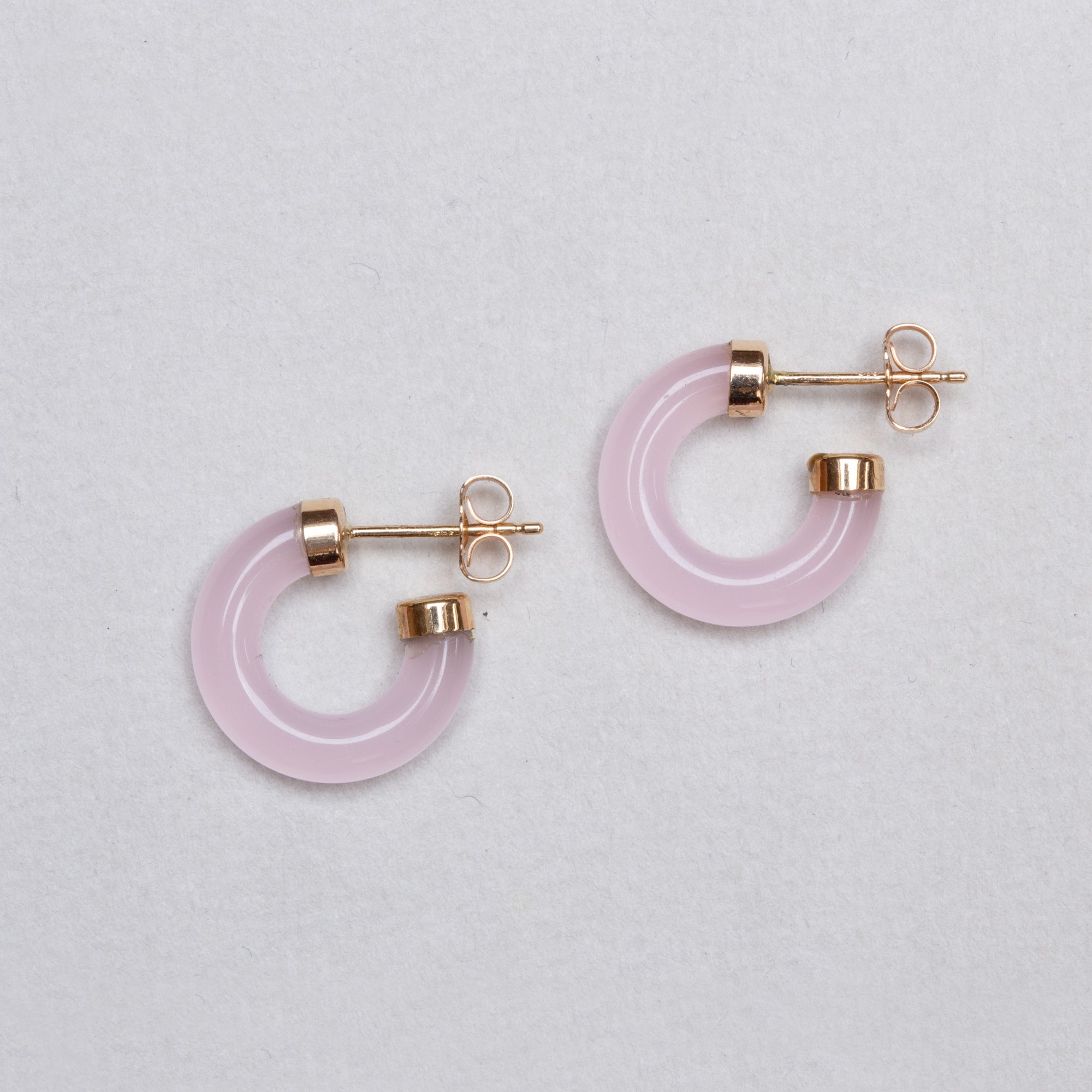 Vintage 14ct Gold Rose Quartz Hoop Earrings