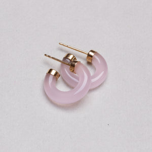 Vintage 14ct Gold Rose Quartz Hoop Earrings