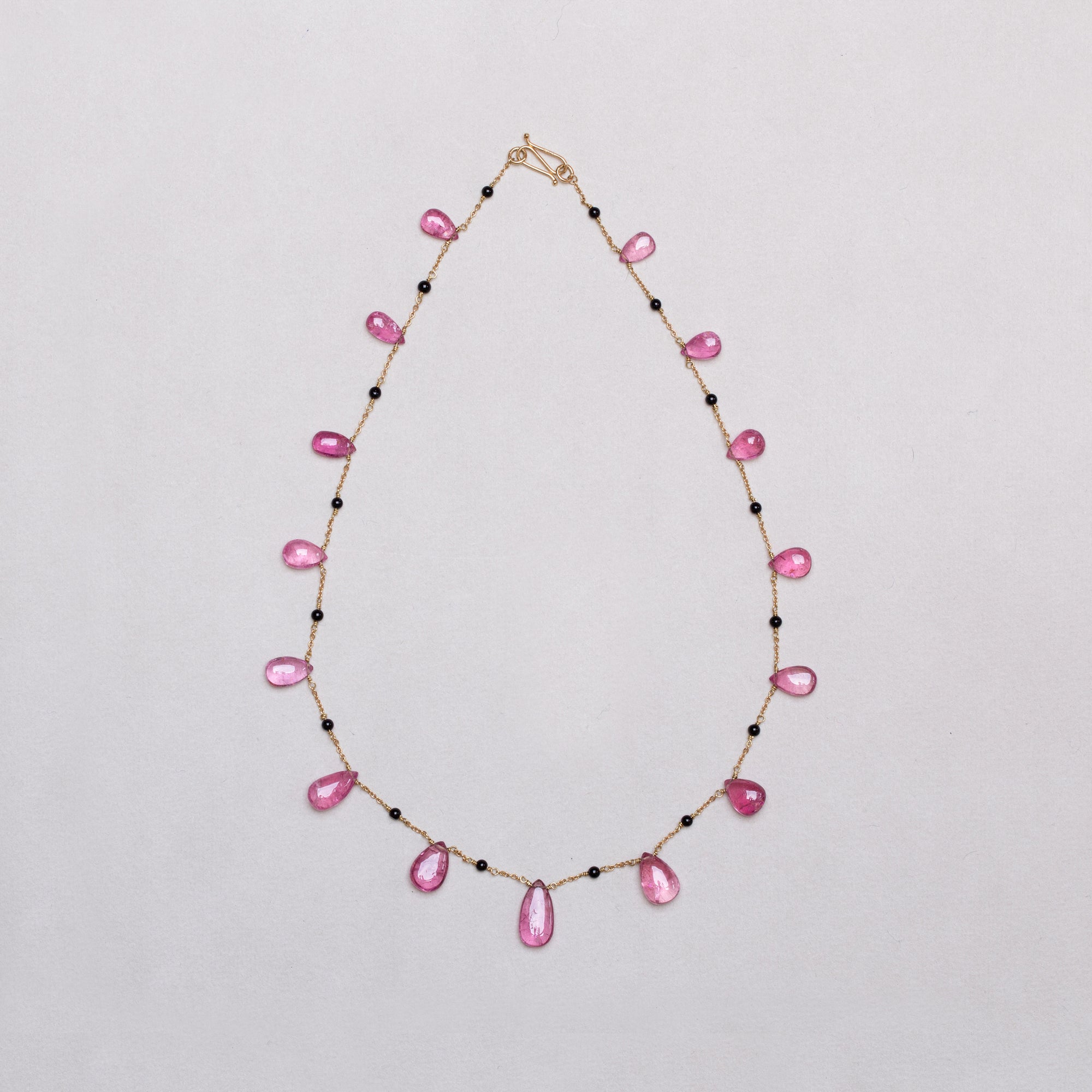 Vintage 18ct Gold Chain Necklace with Pink Quartz