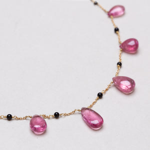 Vintage 18ct Gold Chain Necklace with Pink Quartz