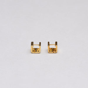 Gold Square Huggie Stud Earrings