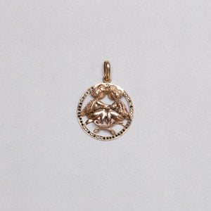 Vintage 9ct Gold Gemini Pendant Charm with Black Diamonds