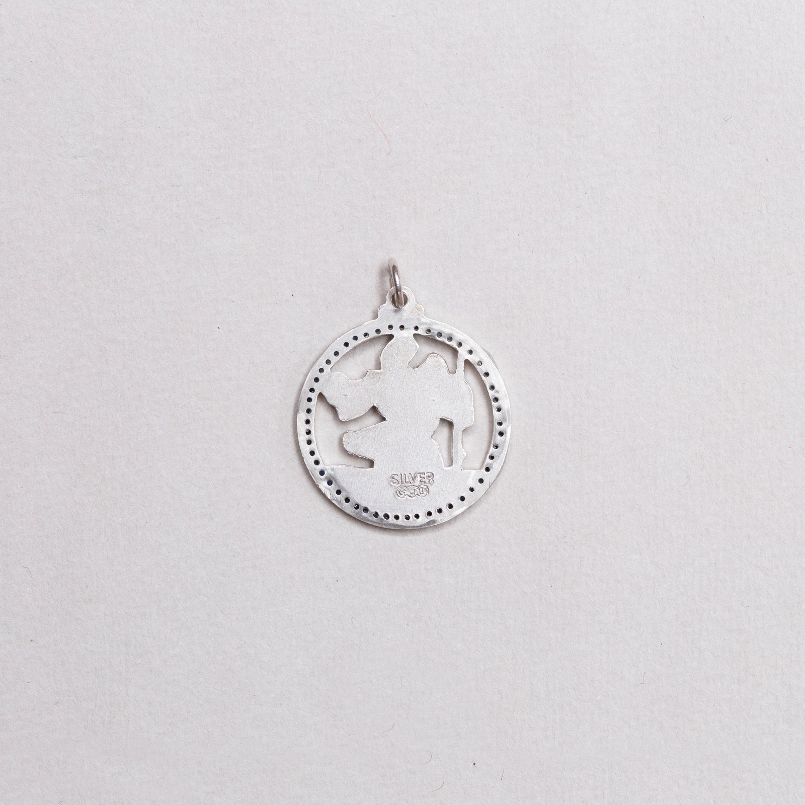 Vintage Silver St. Christopher Charm Pendant with Sapphires #5