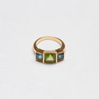 Vintage 18ct Gold Ring with Peridot and Blue Topaz