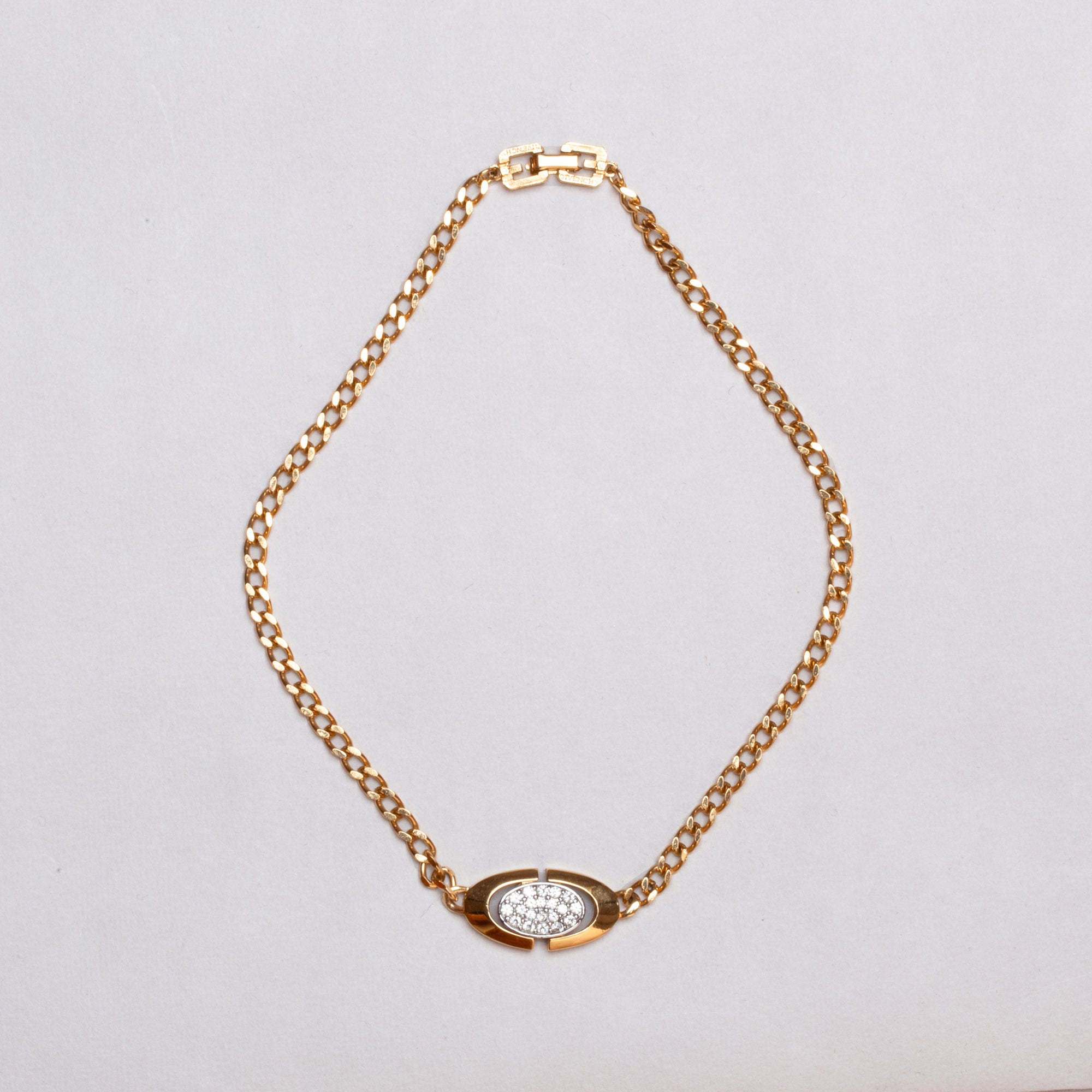 Vintage Givenchy Gold Choker Necklace with Rhinestones