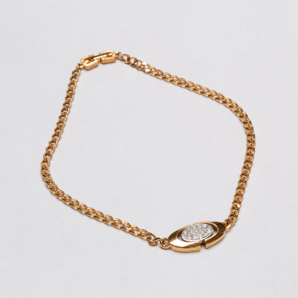 Vintage Givenchy Gold Choker Necklace with Rhinestones