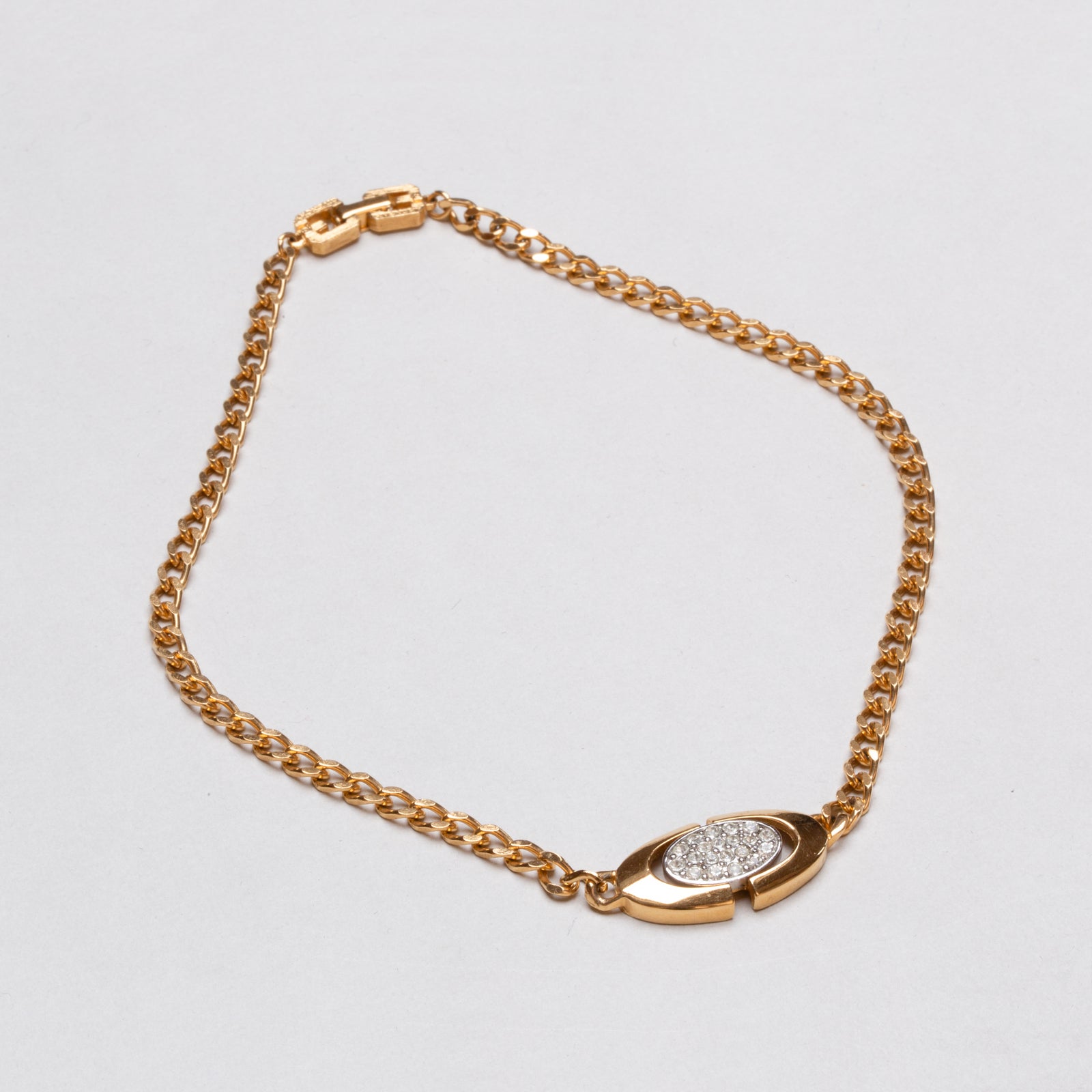 Vintage Givenchy Gold Choker Necklace with Rhinestones