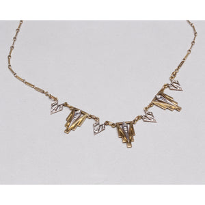 Vintage Art Deco Gold and Platinum Necklace with Diamonds